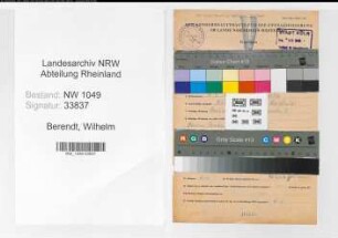 Entnazifizierung Wilhelm Berendt , geb. 04.03.1899 (Musiker)