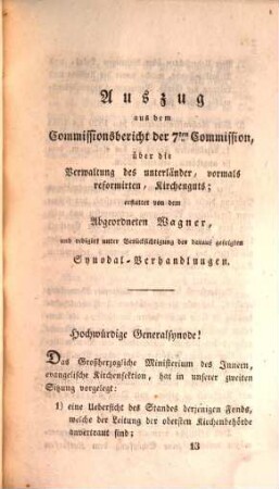 Die evangelisch-protestantische General-Synode des Großherzogthums Baden im Jahr 1834, 2 : enthält Bericht der sechsten Commission, die Revision der Kirchenverfassung betreffend ...