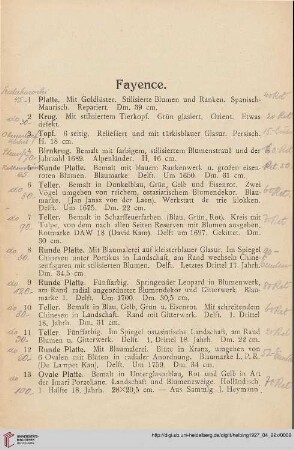 Fayence (Nr. 1-19)