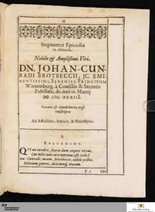 Sequuntur Epicedia in obitum
