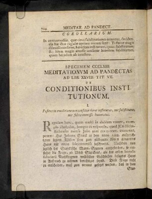 704-707, Sp. 363. De Conditionibus institutionum