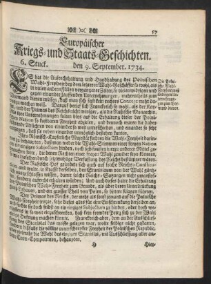 6. Stuck. den 9. September. 1734.