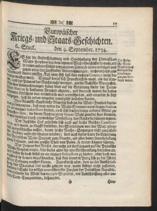 6. Stuck. den 9. September. 1734.