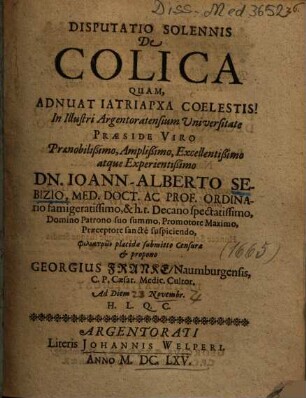 Disputatio Solennis De Colica