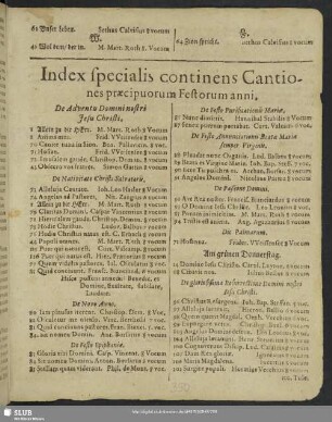 Index specialis ... festorum anni