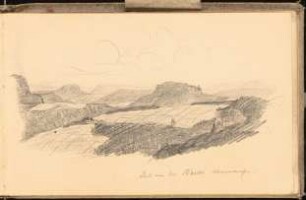 Skizzenbuch 1898-99: Blick von der Bastei stromaufwärts, perspektivische Ansicht