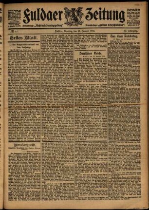 Erste Ausgabe vom Samstag, den 21. Januar 1905.