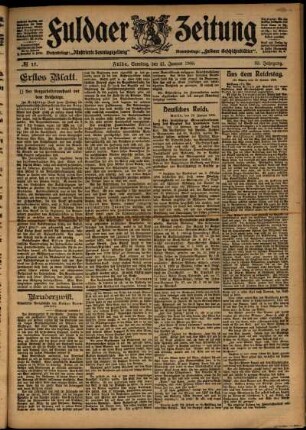 Erste Ausgabe vom Samstag, den 21. Januar 1905.
