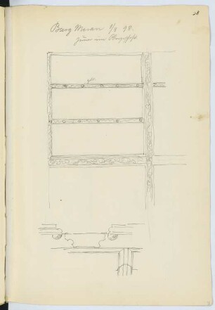 Landesfürstliche Burg, Meran: Gotische Stube II, Deckenzeichnung (aus: Skizzen- und Fotoalbum 14)