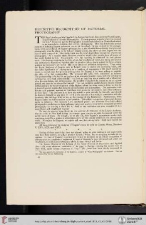 Definitive Recognition of Pictorial Photography [unsigned]