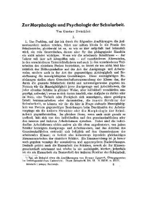 Zur Morphologie und Psychologie der Schularbeit