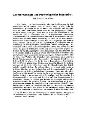 Zur Morphologie und Psychologie der Schularbeit