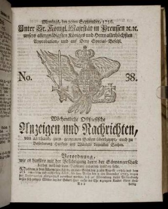 No. 38. Montags, den 20ten September, 1756.