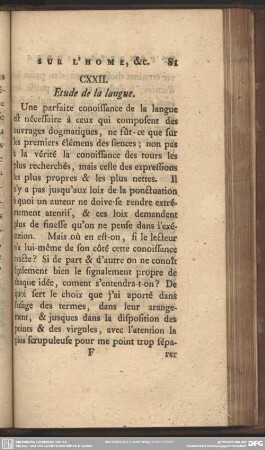 CXXII. Etude de la langue
