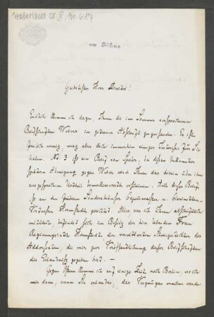 Brief an Friedrich Wilhelm Jähns : 30.12.1869 ; mit Abschriften dreier Schriftstücke aus dem Besitz des Klarinettisten Hermstedt