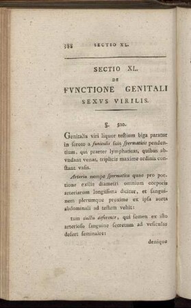 Sectio XL. De Functione Genitali Sexus Virilis
