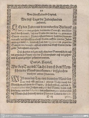 Das 16. Capitel. Wie bey Tag un Nacht durch den Monschein die Stund zu erkennen/deßgleichen durch die andere Planeten.
