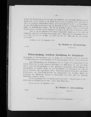 Bekanntmachung, betreffend Entrichtung der Kriegsteuer
