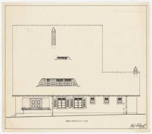 Gutshof Nickelgut, Blindham Wohnhaus mit Büros: Aufriss: Ostansicht 1:50