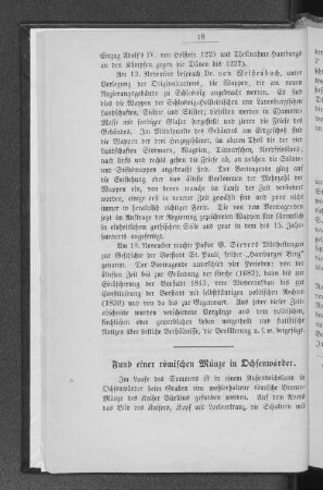 Fund einer römischen Münze in Ochsenwärder.