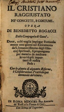 Il Cristiano raggiustato ne'concetti e costumi