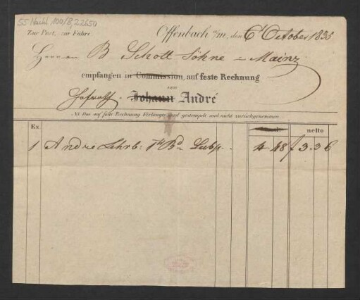 Rechnung von Johann André
