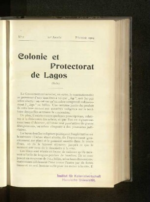 Colonie et Protectorat de Lagos.