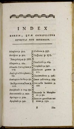Index Eorum, Quæ Conspectus Opusculi Non Ostendit.