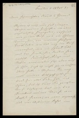 Brief von Adolf Friedrich Hesse an Louis Spohr
