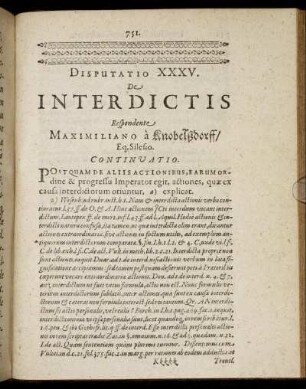 Disputatio XXXV. De Interdictis.