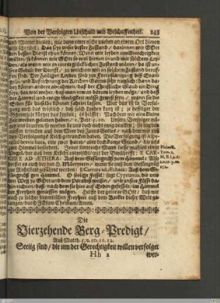 Die Vierzehende Berg-Predigt.