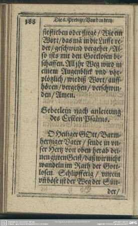 Gebetlein nach anleitung des Ersten Psalms