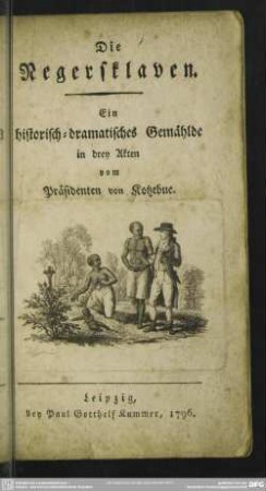 Die Negersklaven. Ein historisch-dramatisches Gemählde in drey Akten