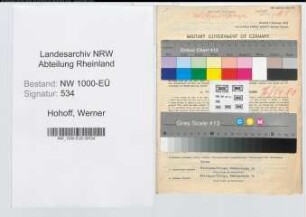 Entnazifizierung Werner Hohoff, geb. 20.03.1892 (Polizeimeister)