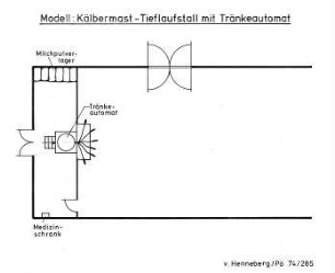 Modell: Kälbermast-Tieflaufstall mit Tränkeautomat
