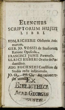 Elenchus Scriptorum Huius Libri