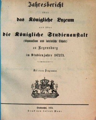 Jahres-Bericht. 1872/73 (1873)