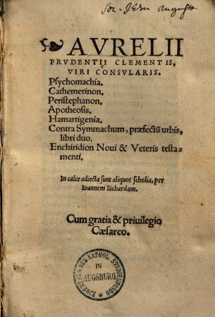 Aurelii Prudentii Clementis Psychomachia