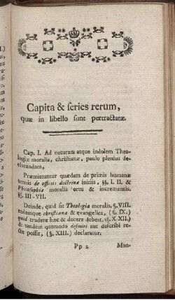 Capita & series rerum, quæ in libello sunt pertractatæ.