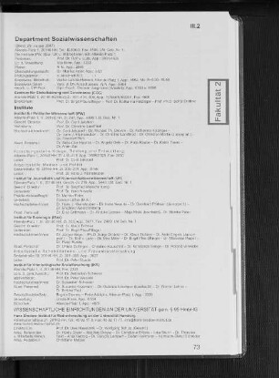 Department Sozialwissenschaften