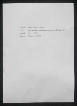 [Tagebuch Pine Ridge Reservation, South Dakota, USA]
