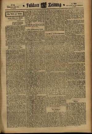 Vierte Ausgabe vom Samstag, den 08. April 1911.
