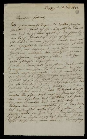 Brief von Heinrich Leberecht Fleischer an Heinrich Ewald. Leipzig, 24.10.1844