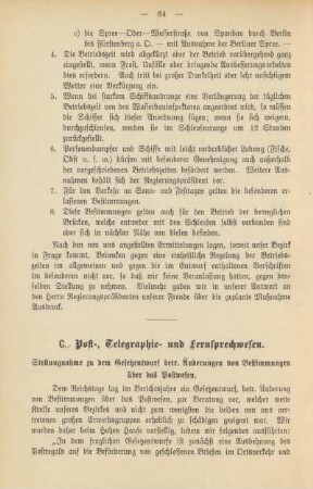 C. Post, Telegraphen- und Fernsprechwesen.
