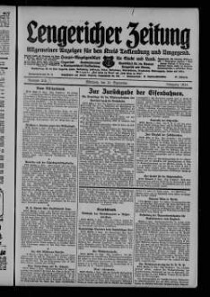 Lengericher Zeitung : allgemeiner Anzeiger für den Kreis Tecklenburg und Umgegend : Amtsblatt für die Aemter Lengerich und Lienen in Westfalen : Haupt-Anzeigenblatt für Stadt und Land : Organ des Landratsamtes und Amtsgericht in Tecklenburg : unabhängige Tageszeitung für die Orte Lengerich, Hohne, Tecklenburg, Ladbergen, Lienen, Kattenvenne, Natrup-Hagen, Brochterbeck, Westerkappeln, Leeden und Ledde