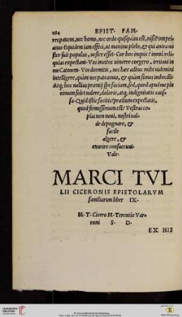 Marci Tvllii Ciceronis epistolarvm familiarum liber IX