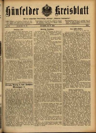Ausgabe vom Samstag, den 27. Juni 1914.