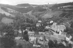Glashütte in Sa. : Glashütte. Stadtzentrum mit Wolfgangskirche. Blick nach Nordwest