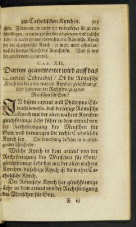 Cap. XII. Darinn geantwortet wird auff das 14. capitul ...