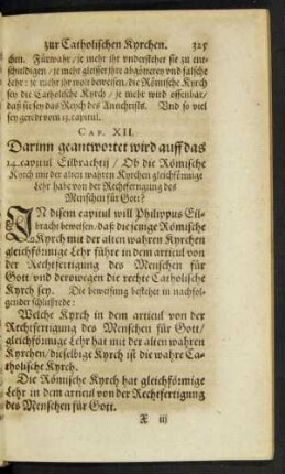 Cap. XII. Darinn geantwortet wird auff das 14. capitul ...